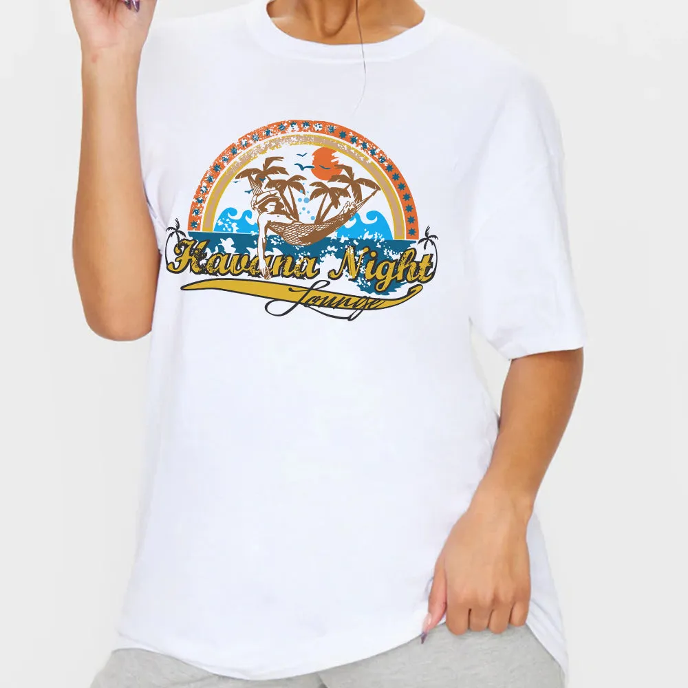 1Pcs White Tees Summer Casual Oversized Tee Best Surfing Santa Monica California Womens Retro Style