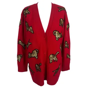 Alice & Olivia $550 Brand New Red Bengal Cat Cardigan S