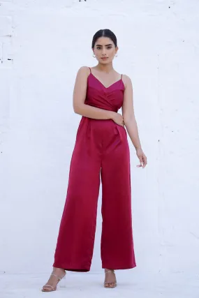 ANNIE - Tie back Wine Jumpsuit (Final Sale)