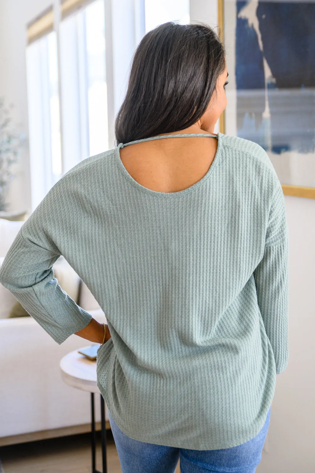 Austin Waffle Knit Basic Top In Sage- USE CODE SPRING24 for 40% OFF!!!!