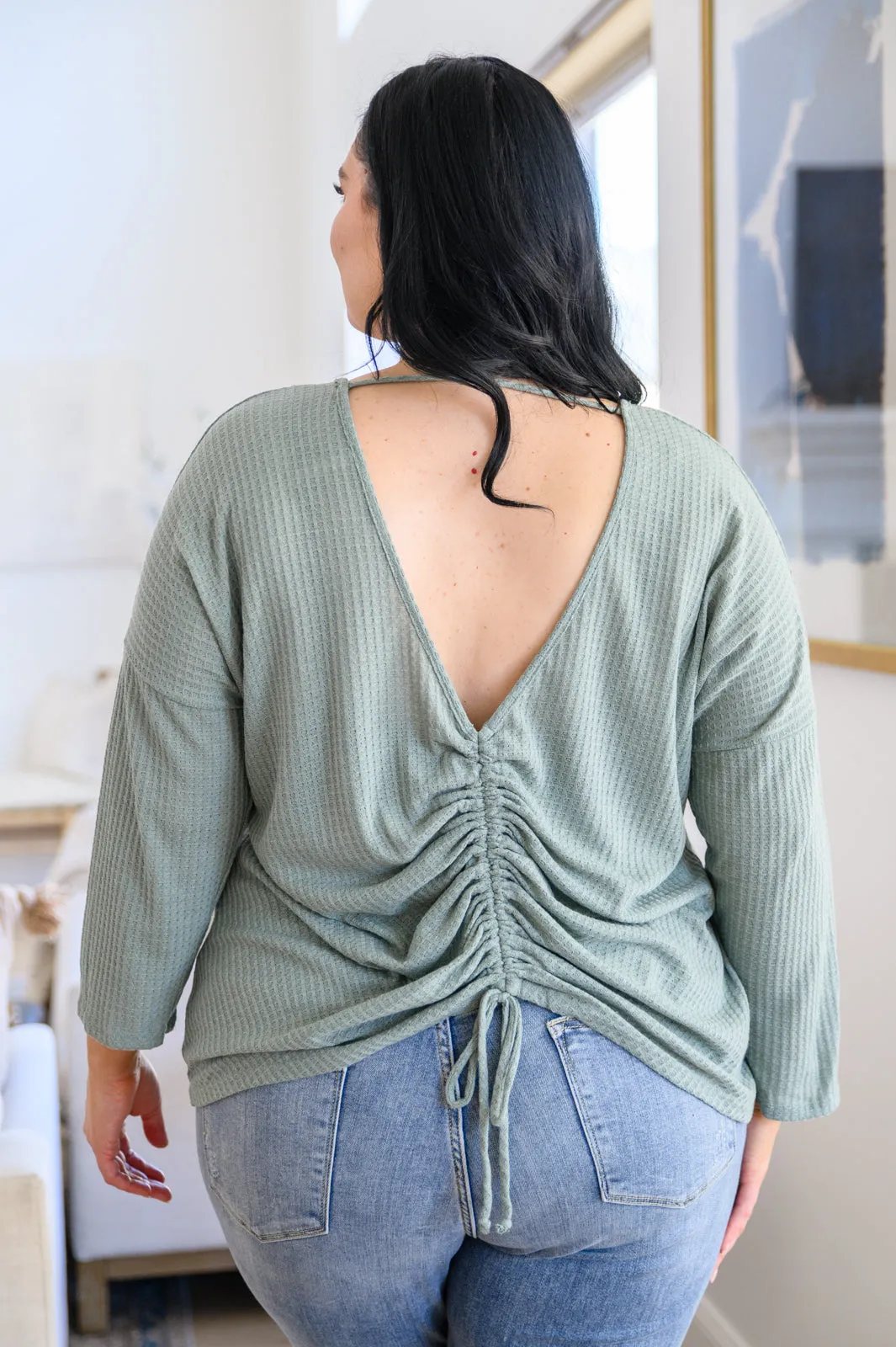 Austin Waffle Knit Basic Top In Sage- USE CODE SPRING24 for 40% OFF!!!!