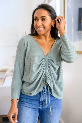 Austin Waffle Knit Basic Top In Sage- USE CODE SPRING24 for 40% OFF!!!!