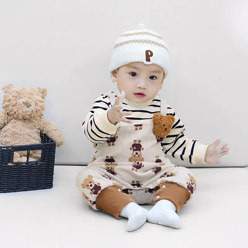 Baby Girls Boys Striped Animals Print Jumpsuits Wholesale 231019180