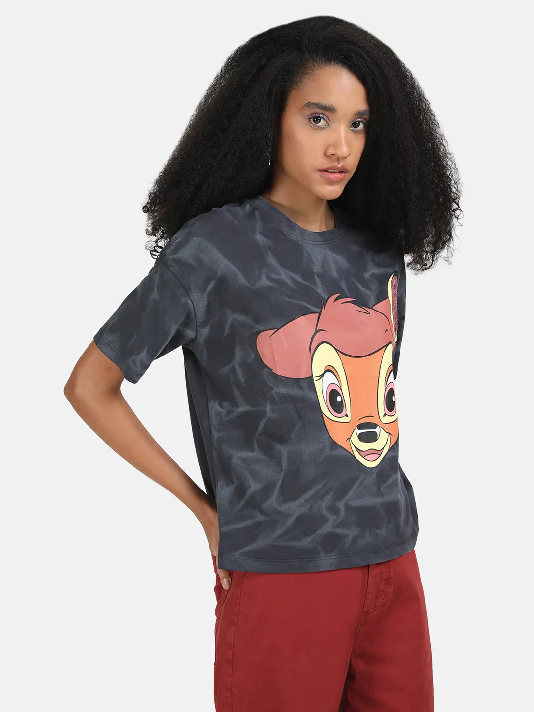 Bambi Disney Face Printed T-Shirt With Sequin Work