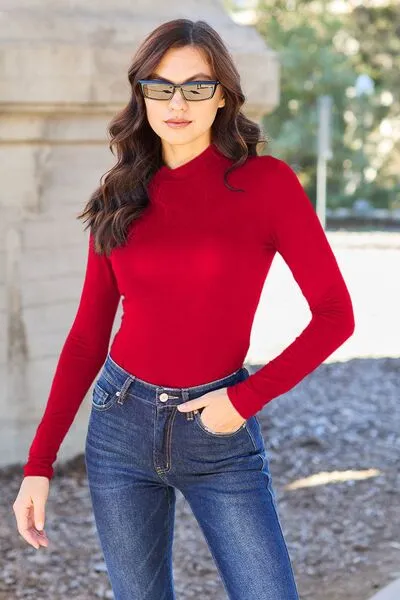 Basic Bae Full Size Mock Neck Long Sleeve Bodysuit