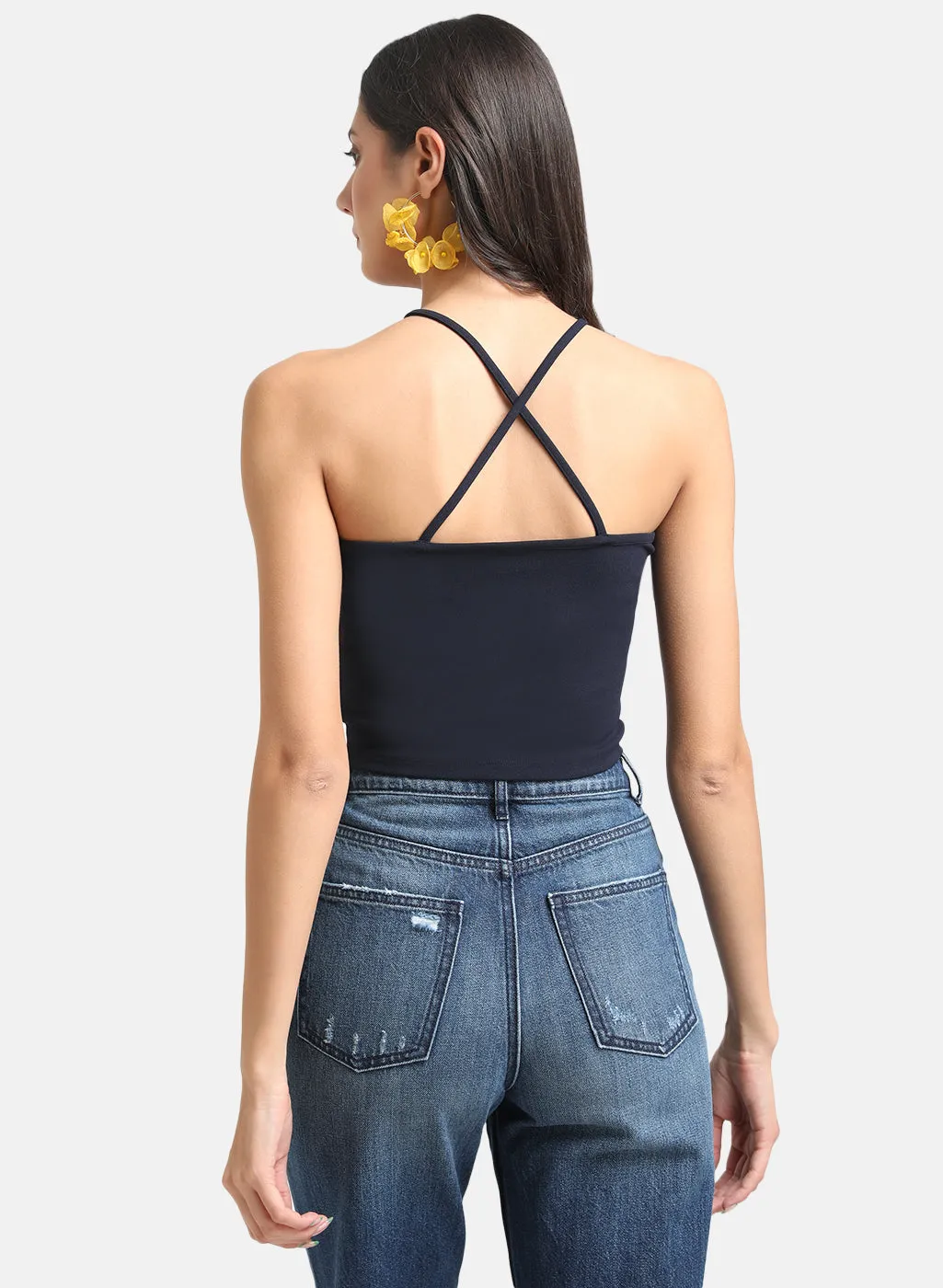 Basic Crop Top With Front Criss Cross Detail