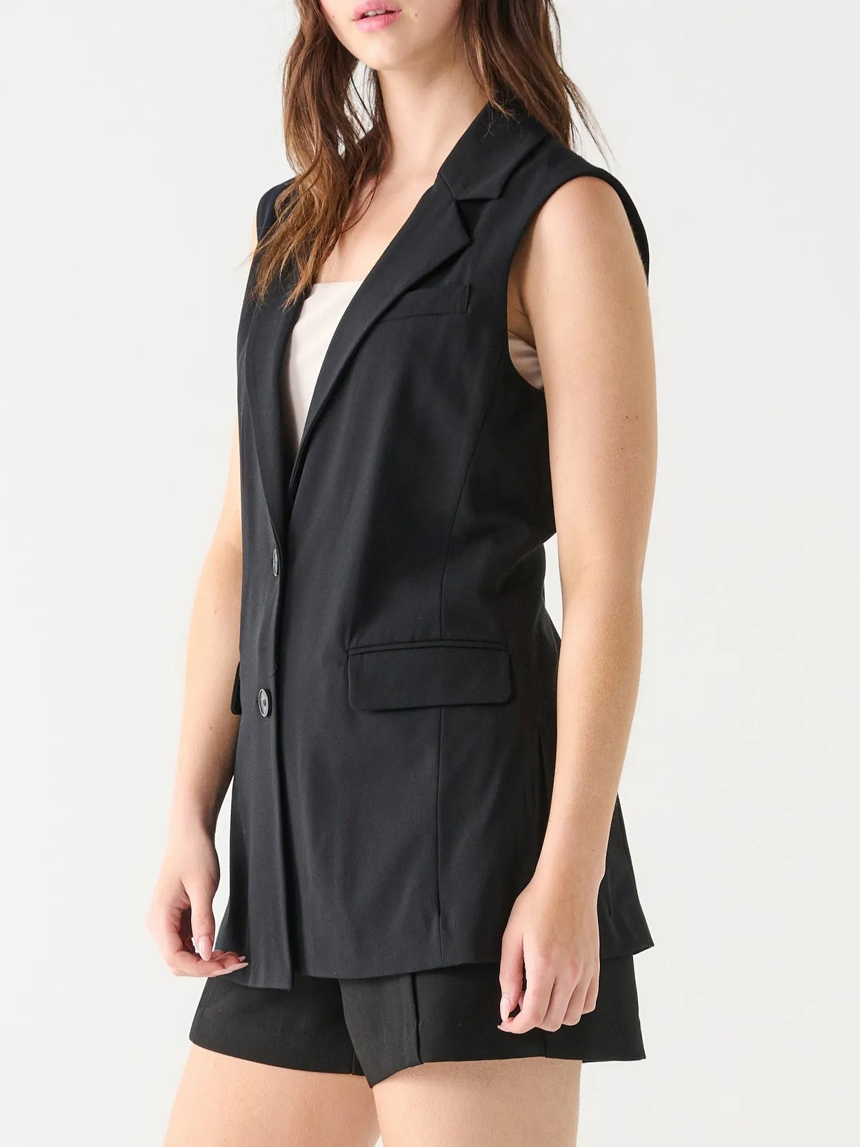 BLACK TAPE Long Sleeveless Blazer Vest