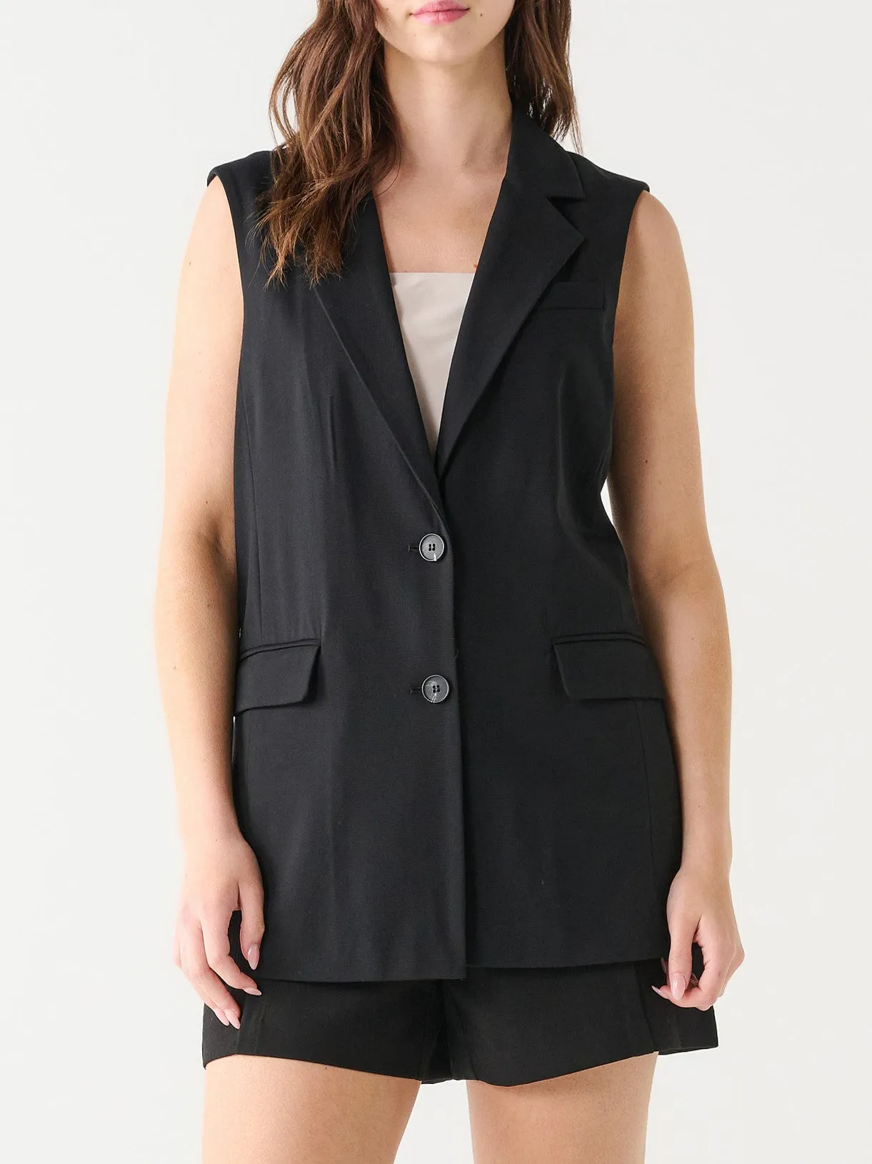 BLACK TAPE Long Sleeveless Blazer Vest