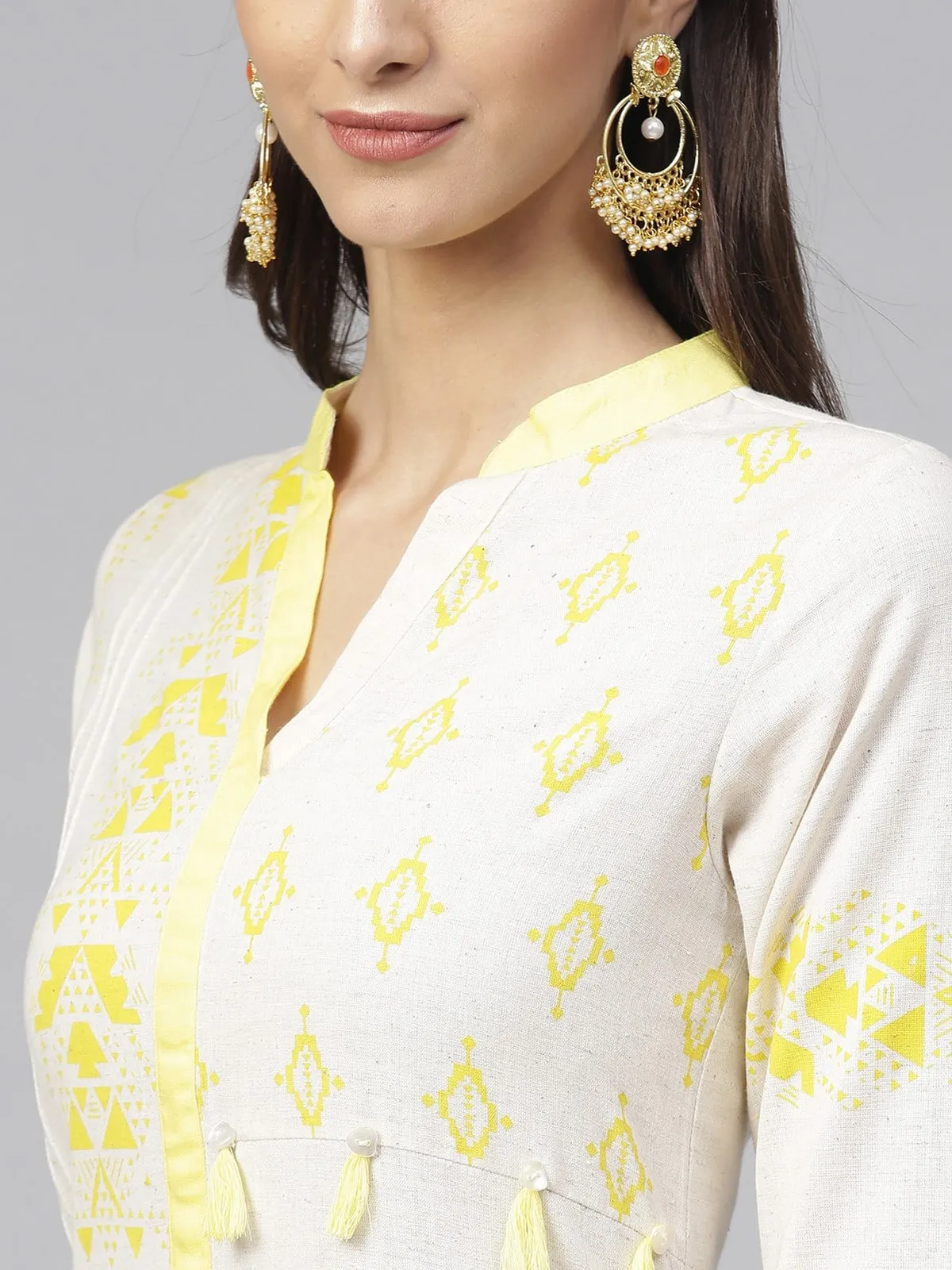 Block Printed Tassel Kurta