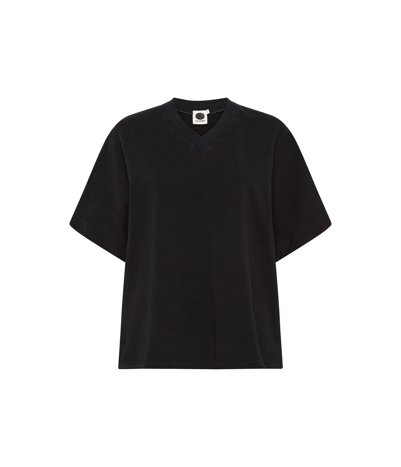 BOXY V-NECK TEE- BLACK