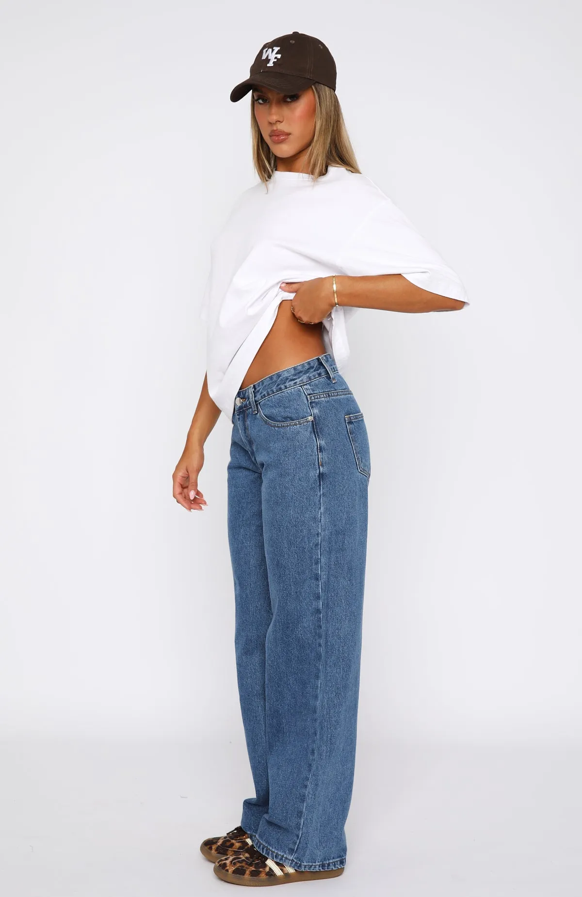 Bring The Style Low Rise Wide Leg Jeans Admiral Blue