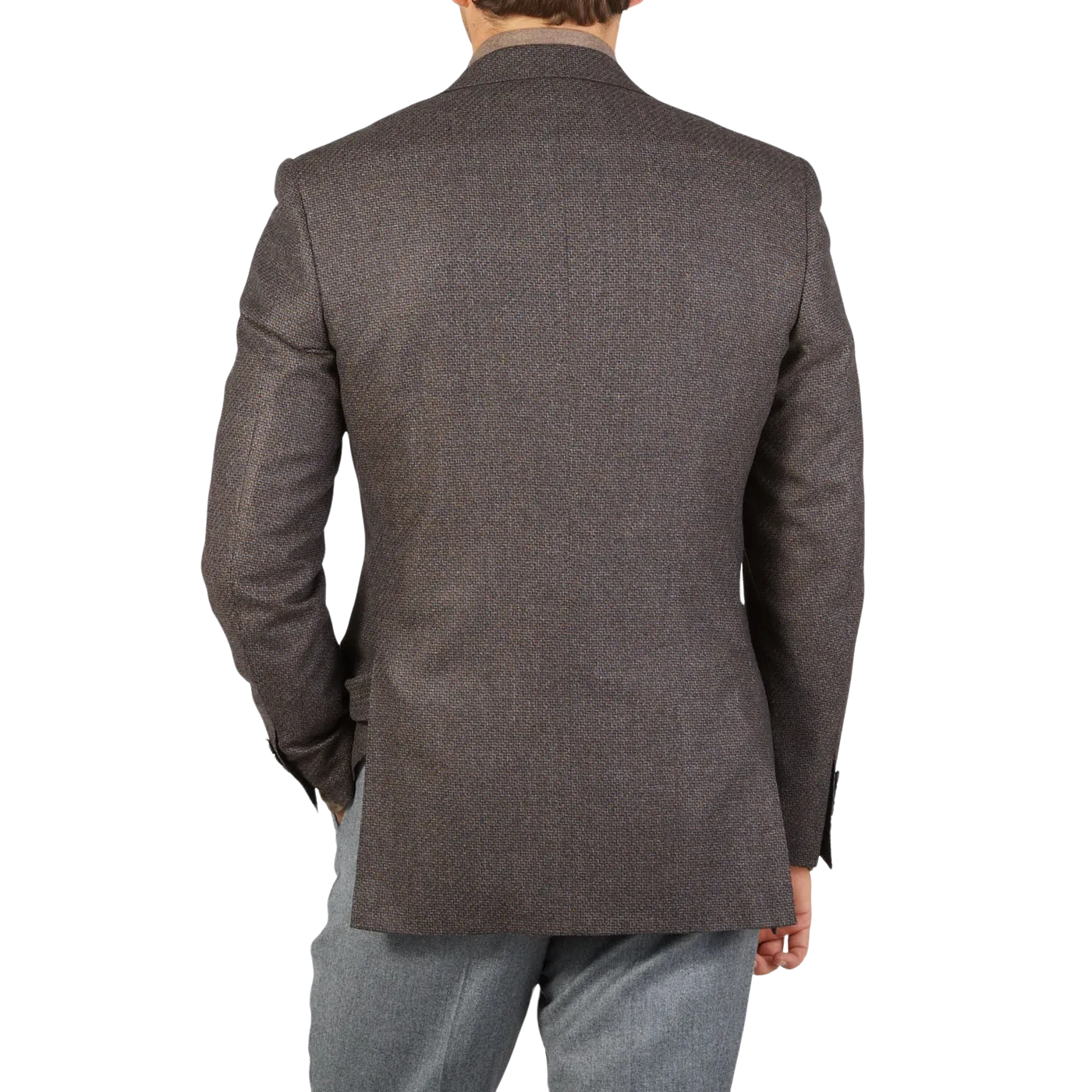 Brown Grey Zig Zag Wool Drop 6 Blazer