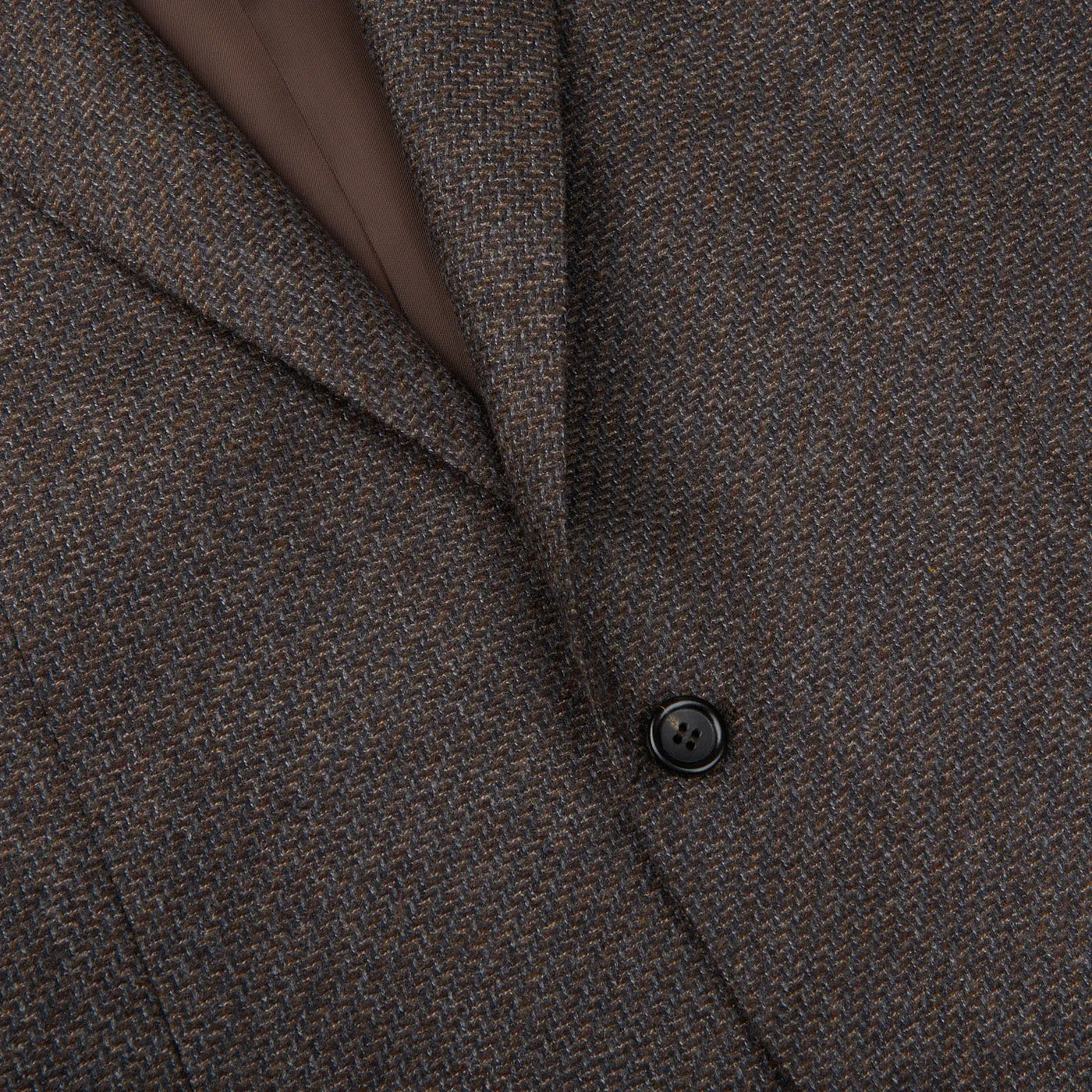 Brown Grey Zig Zag Wool Drop 6 Blazer