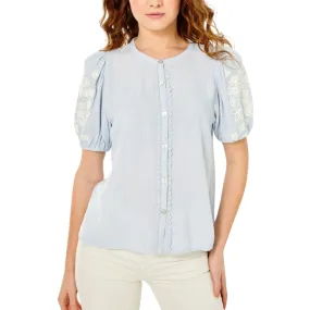 Cartolina Adeline Puff Sleeve Top - Halogen Blue