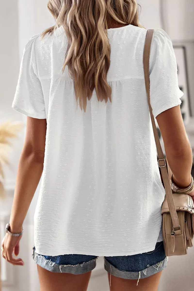 Casual Simplicity Solid O Neck Tops