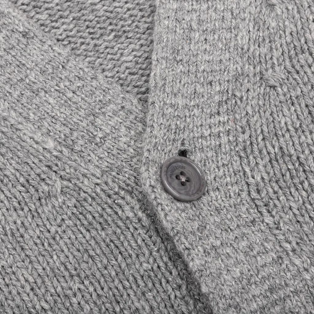 Contrast Pocket Cardigan - Grey Melange