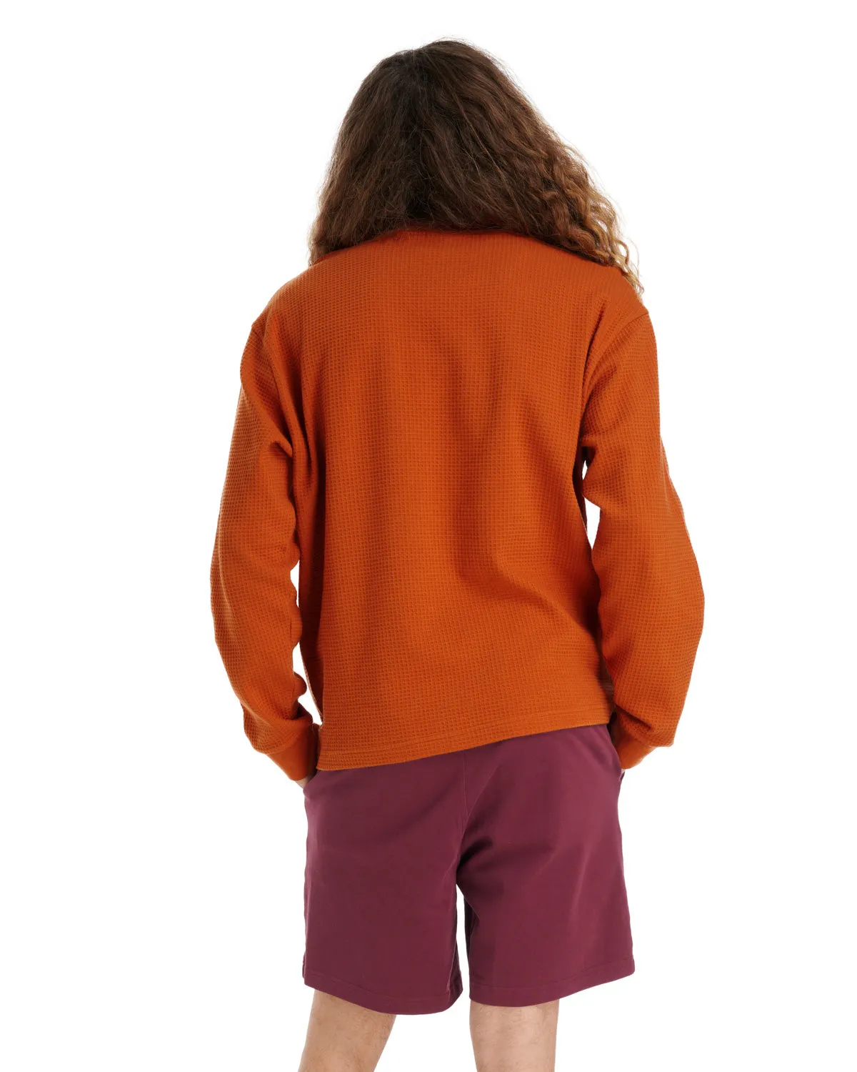 Core Mock Neck Waffle Long Sleeve- Terracotta