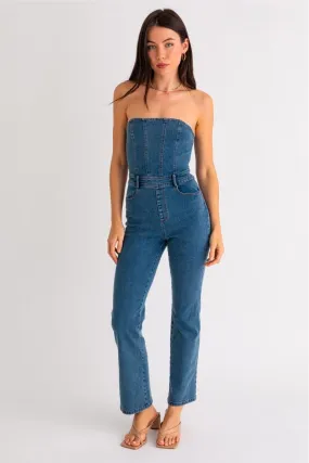 Denim Strapless Jumpsuit