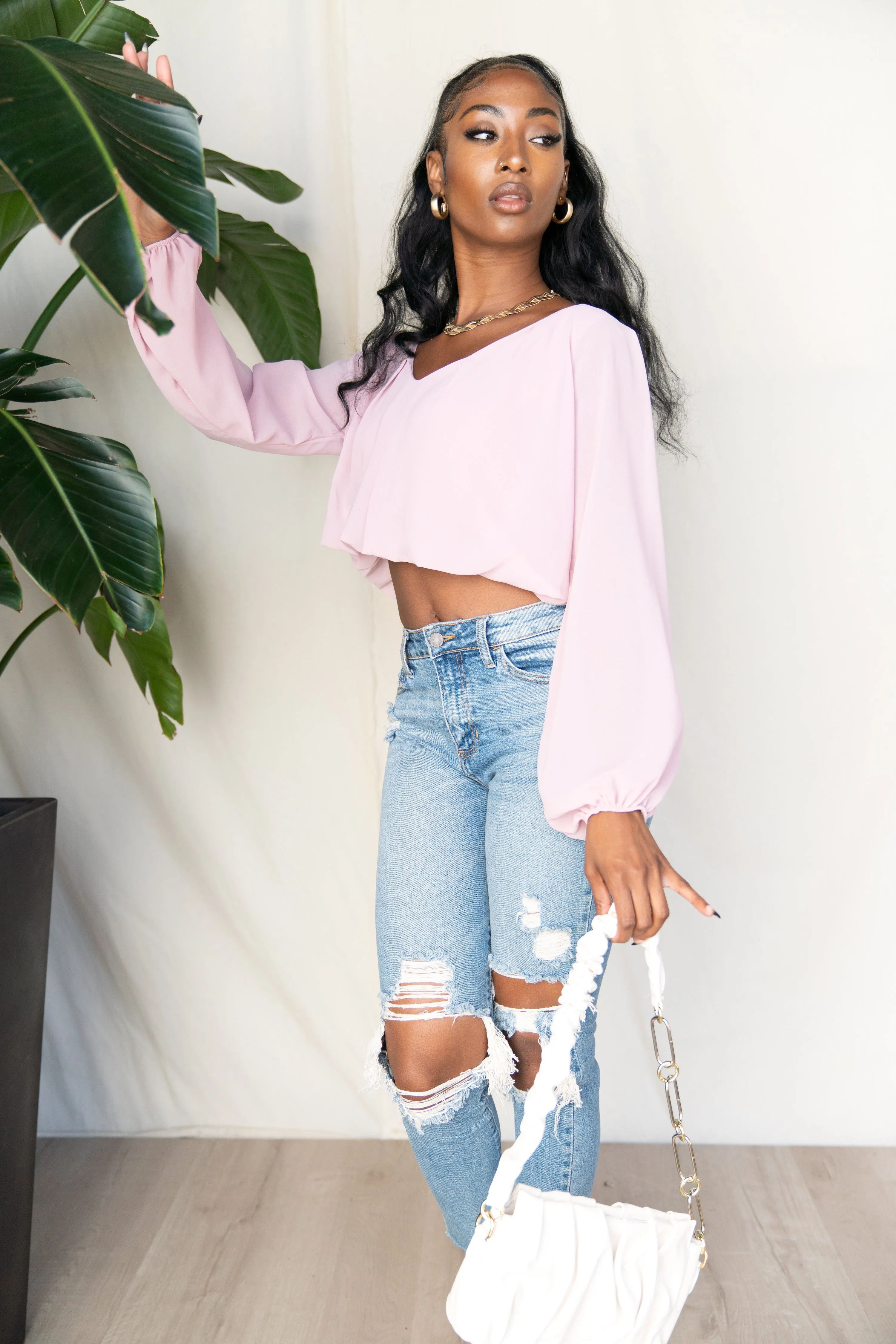 Draped Chiffon Crop Top