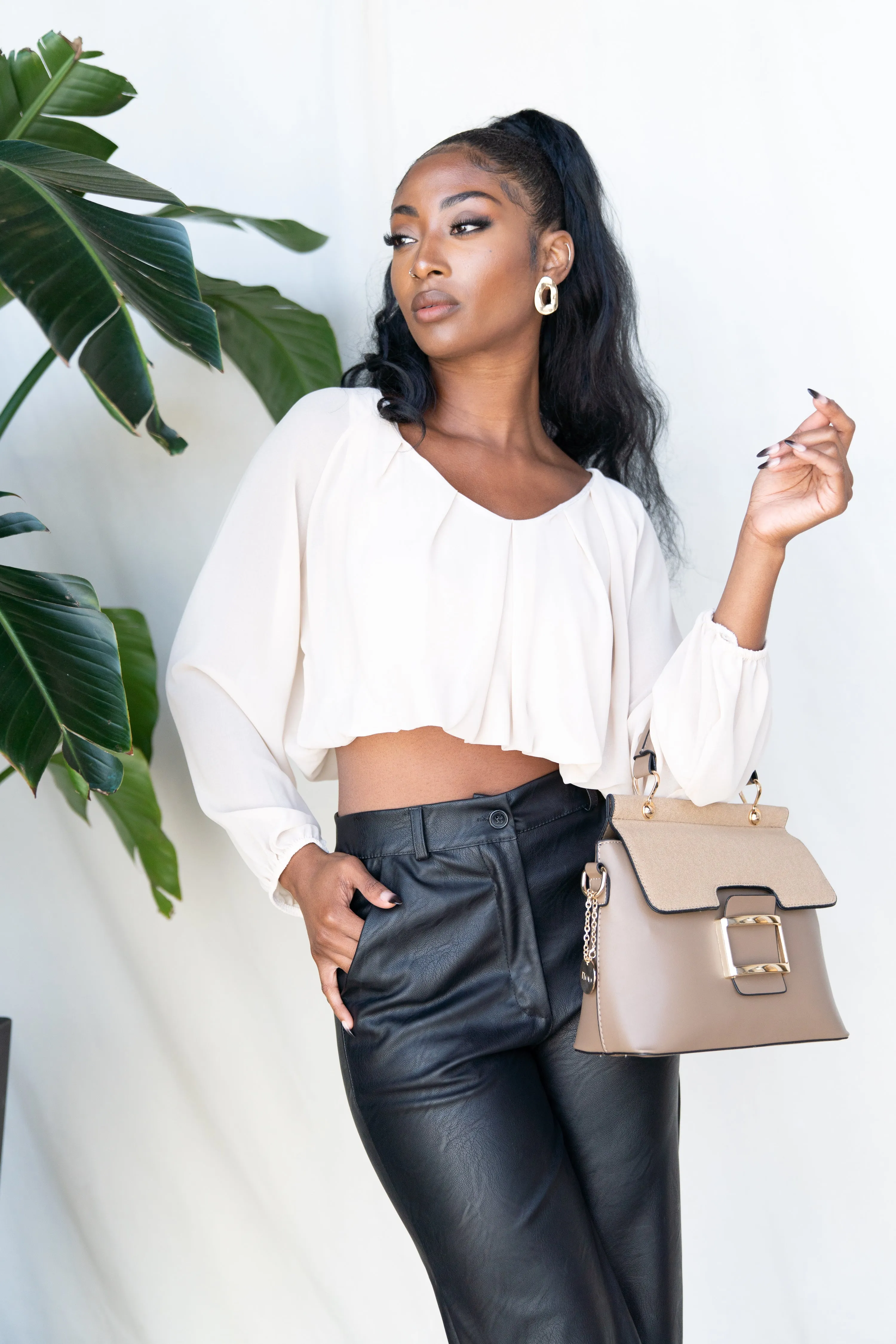 Draped Chiffon Crop Top