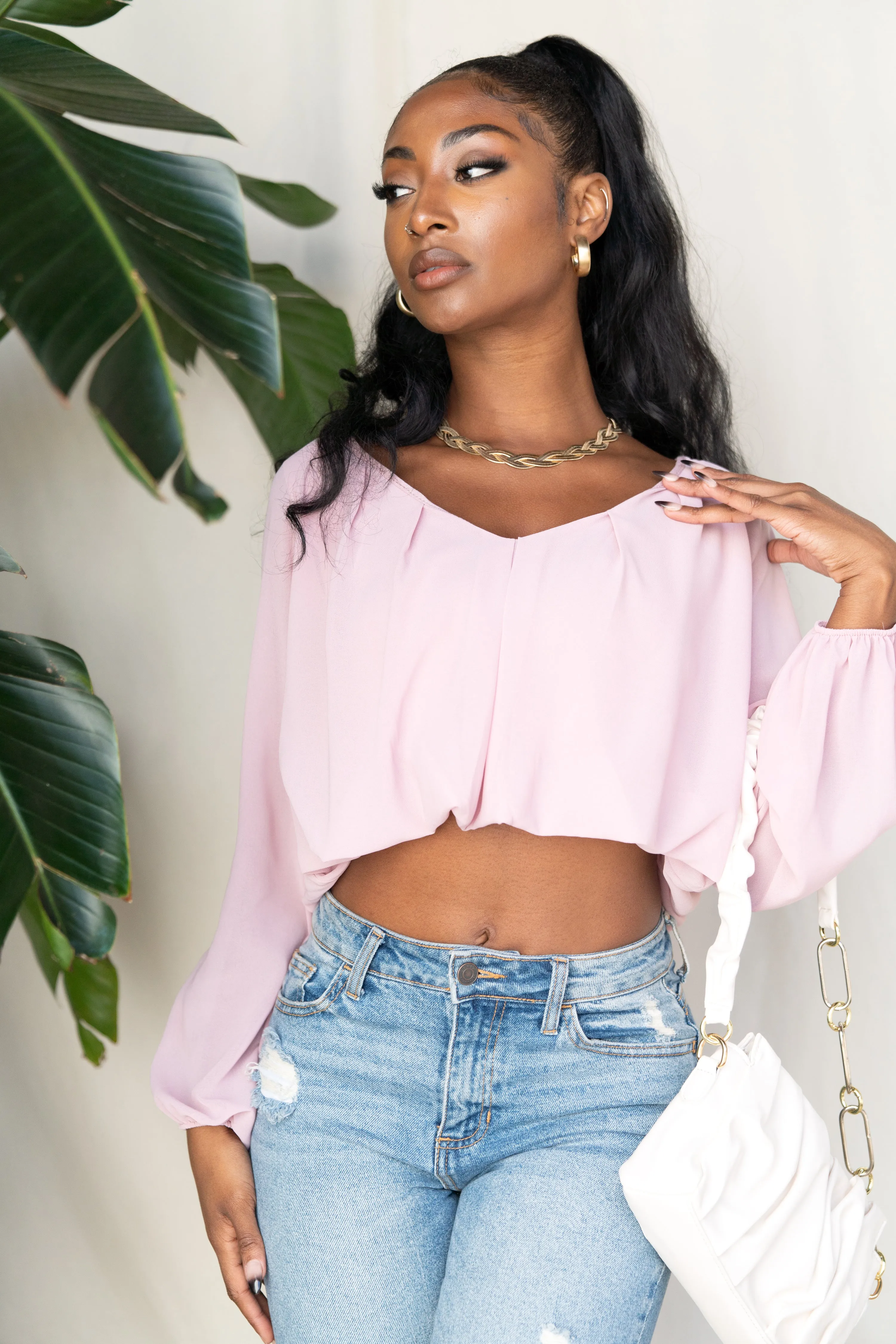 Draped Chiffon Crop Top