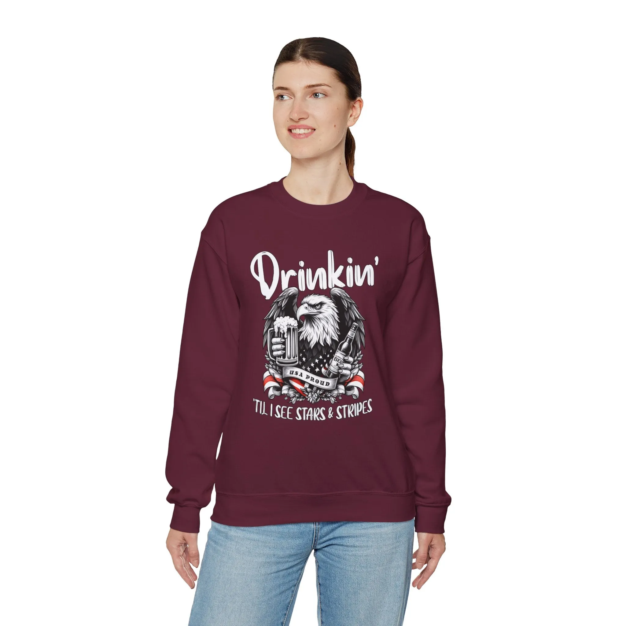 Drinkin' Til I See Stars & Stripes Crewneck Sweatshirt