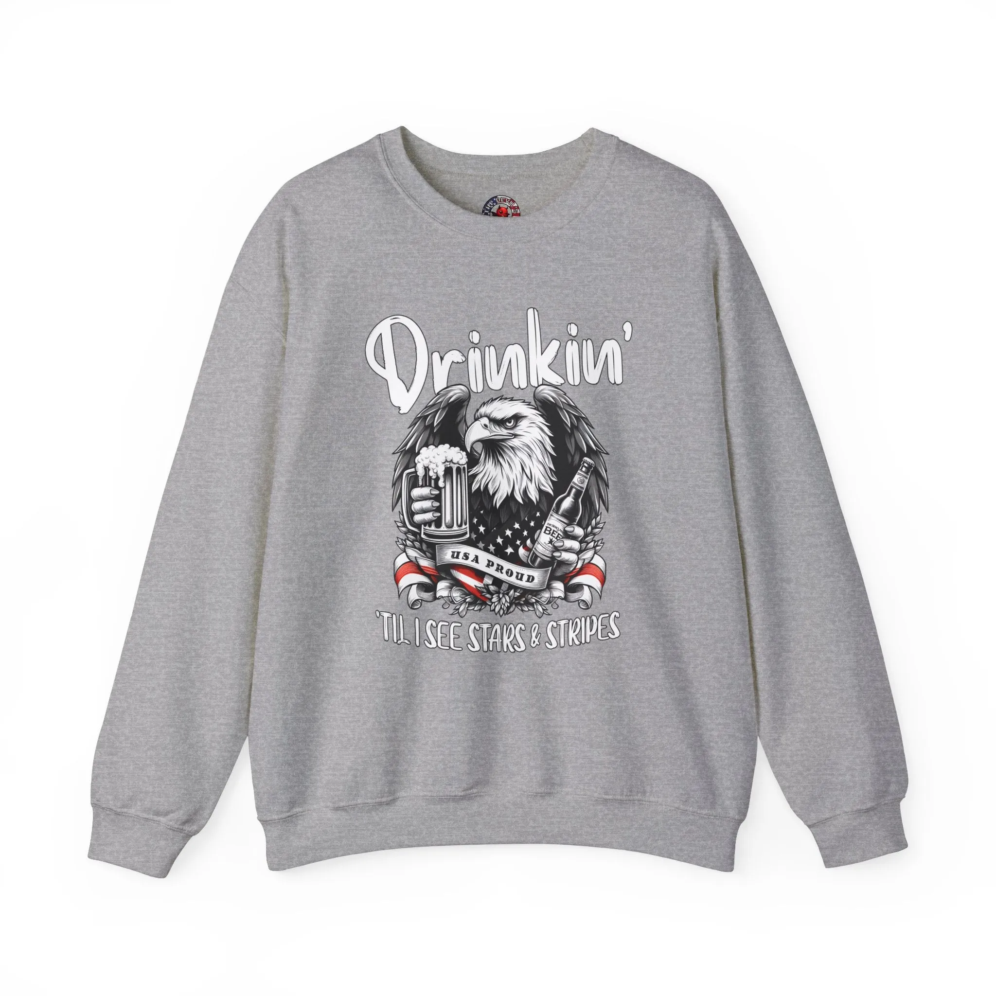 Drinkin' Til I See Stars & Stripes Crewneck Sweatshirt