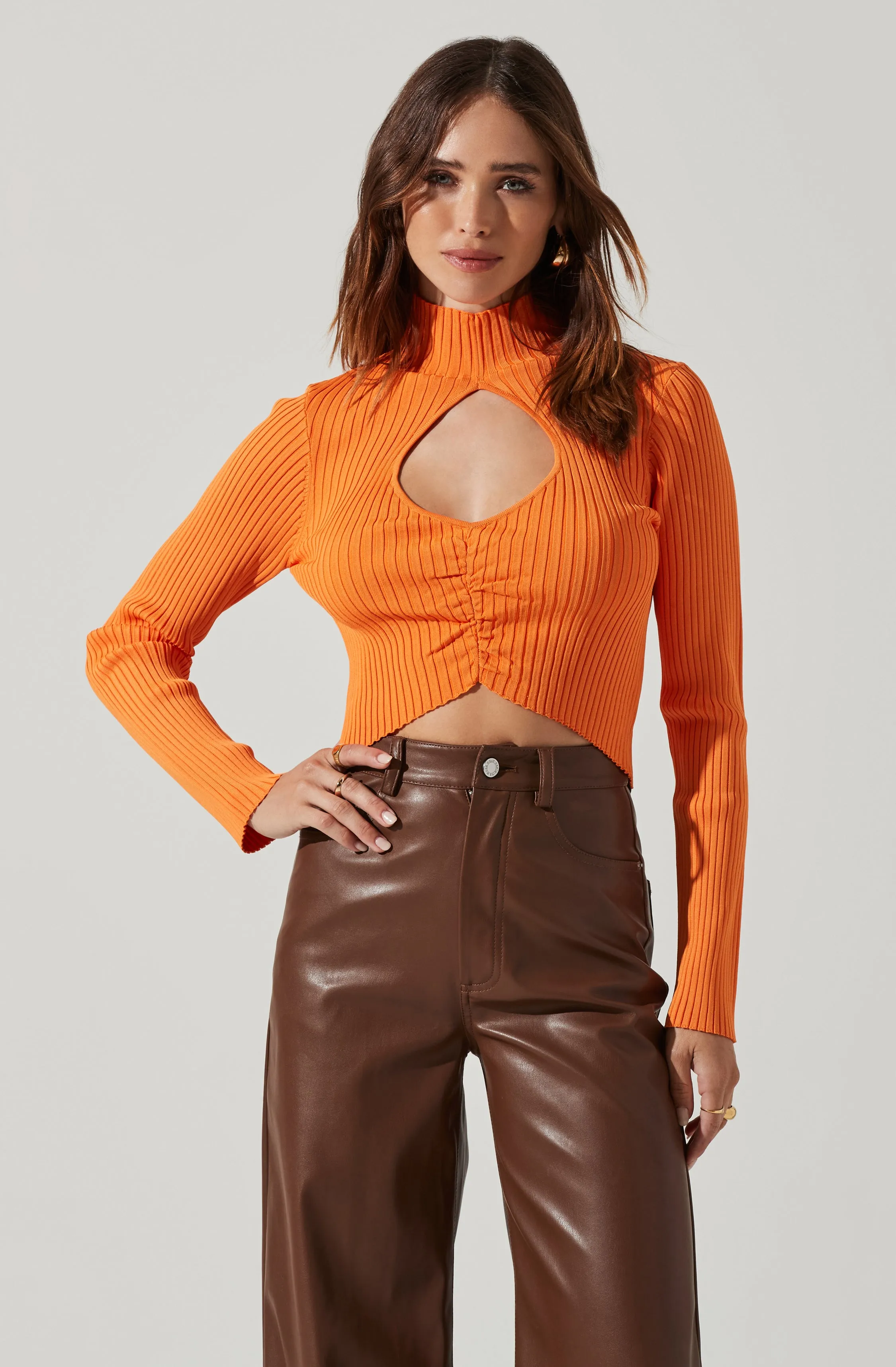 Elia Mock Neck Cutout Sweater