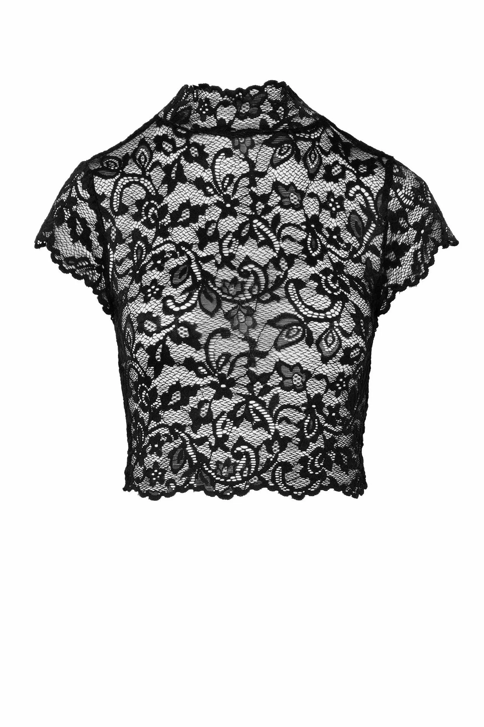 Essence Lace Top With High Collar