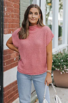 Everyday Classic Mock Neck Sweater - Rose