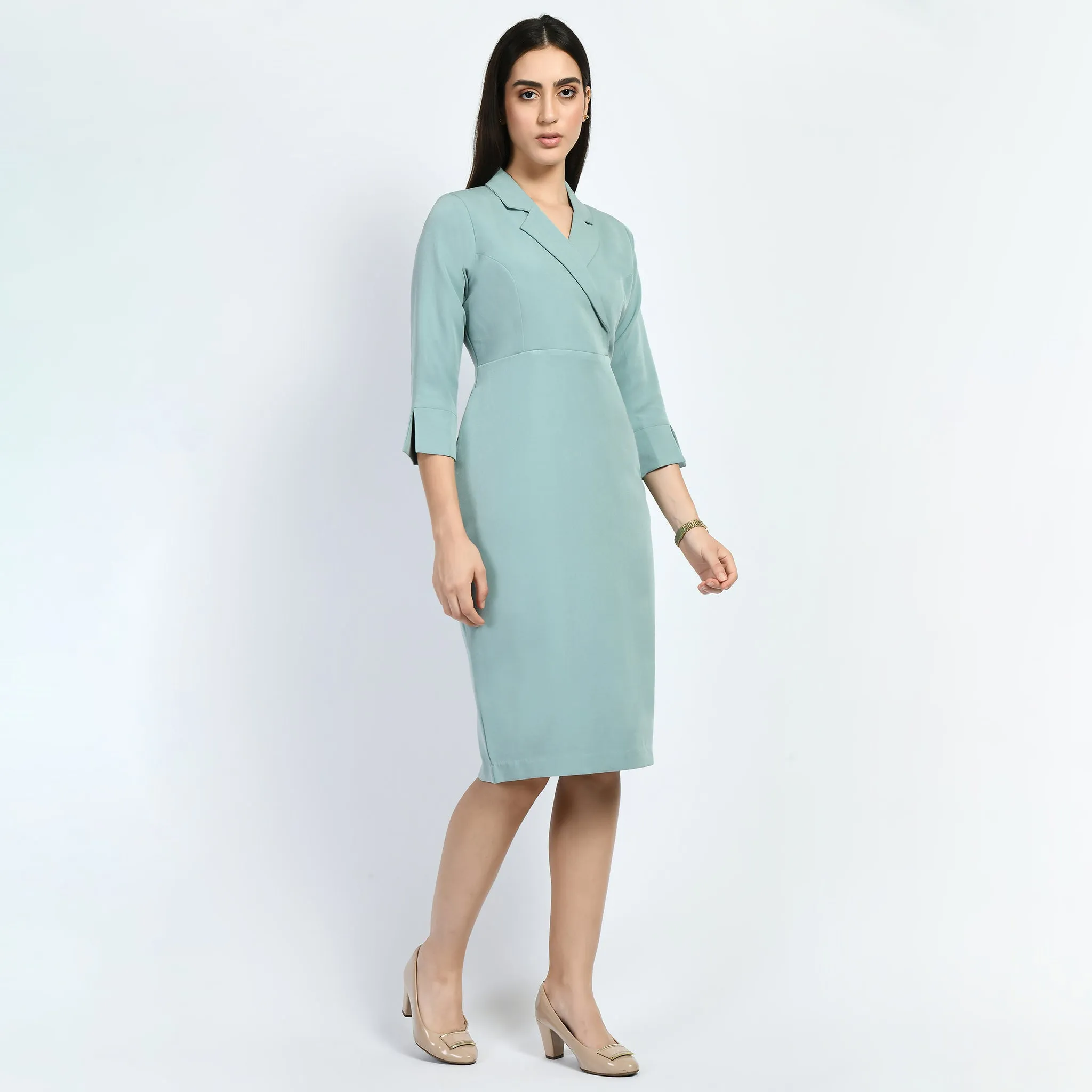 Exude Wonder Blazer Sheath Dress (Cyan Blue)