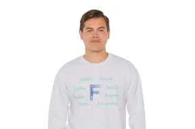 F Alphabet Sweatshirt, Alphabet Initial "F" Unisex Heavy Blend™ Optimistic, Mental Health, Motivational Crewneck Sweatshirt, Self-affirming Sweatshirt