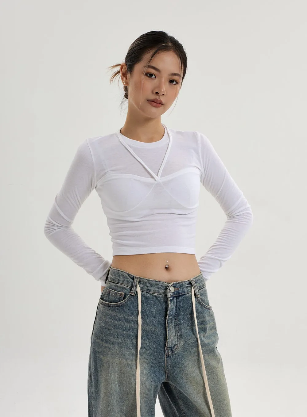 Fake Layered Crop Top CN17