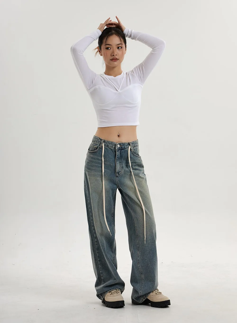 Fake Layered Crop Top CN17