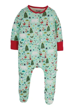 Frugi Arctic Aqua Let's Party Lovely Babygrow