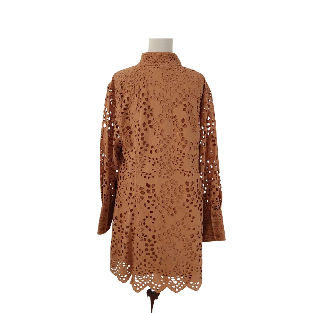 H&M Brown Lace High-neck Tunic | Brand New |