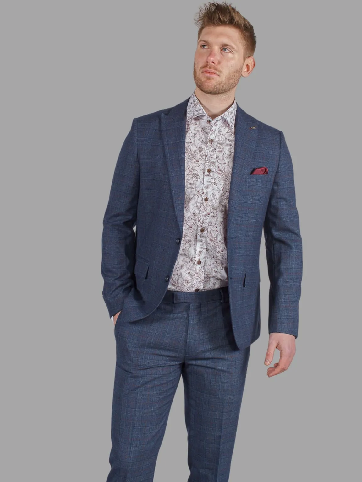 Harry Brown Finley Check Navy Blazer