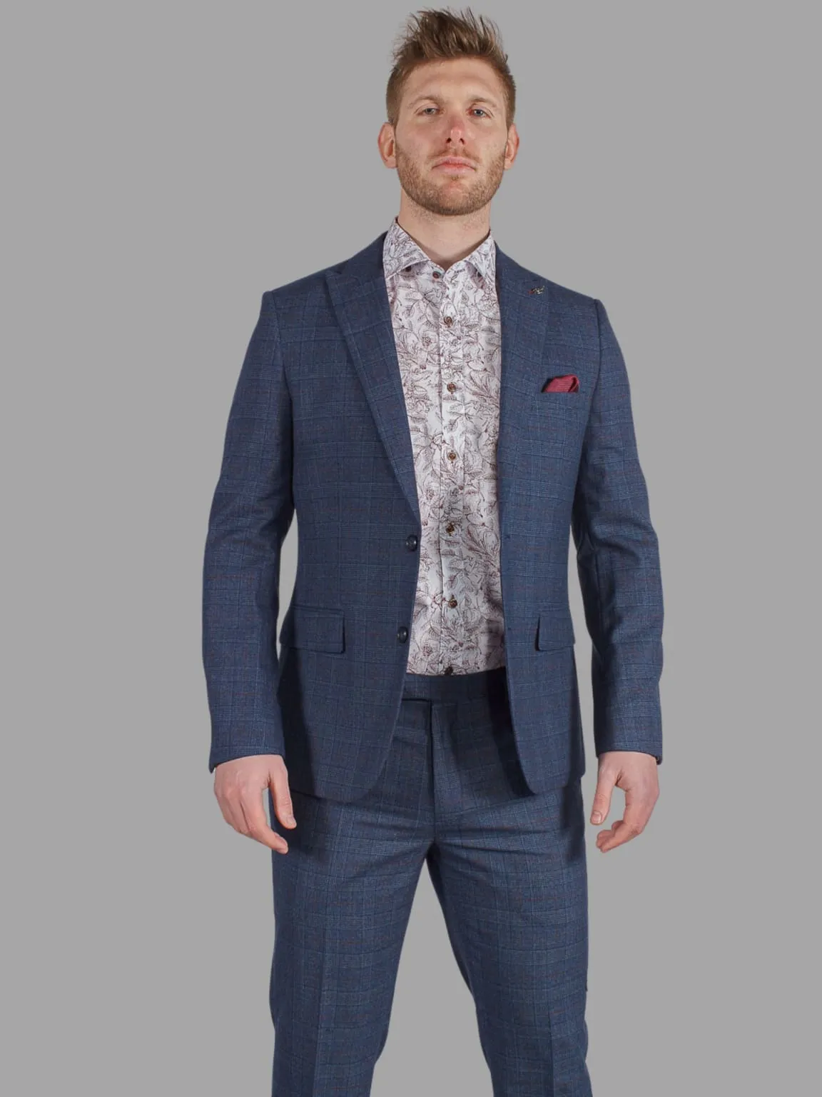 Harry Brown Finley Check Navy Blazer