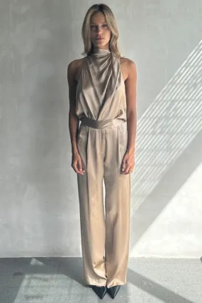 High Neck Drape Top & Wide Leg Trouser