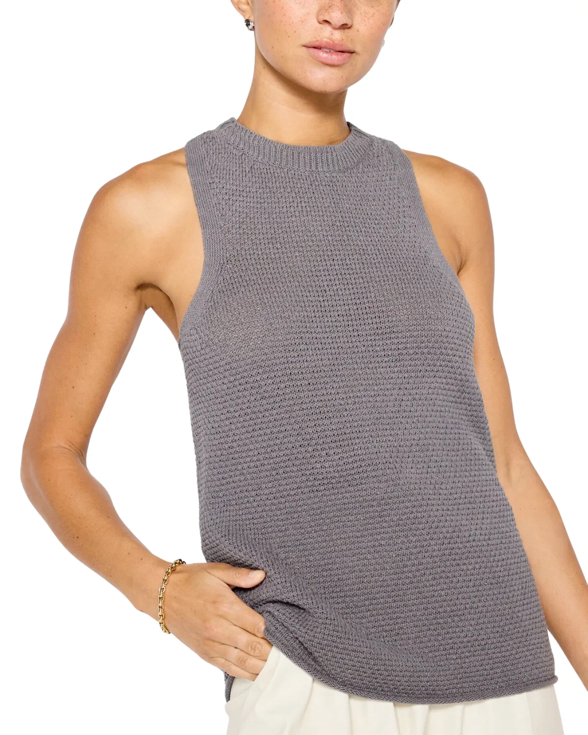 Ina Stitch Wrap Tank (Talo Grey)