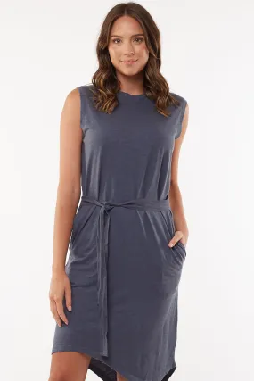 Jimbaran Bay SL Navy Tie Waist Midi Dress