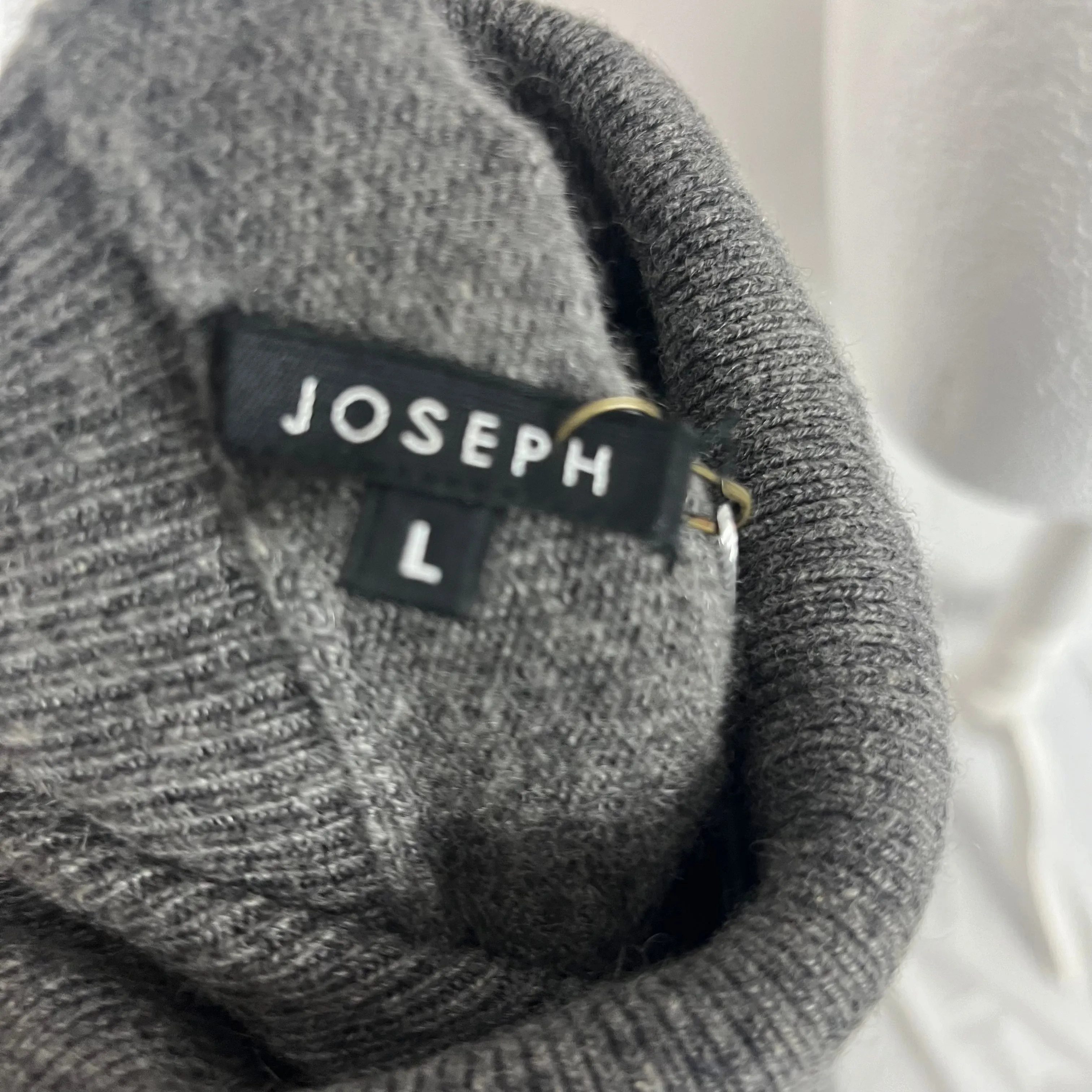 Joseph Grey Roll Neck Cashmere Jumper L