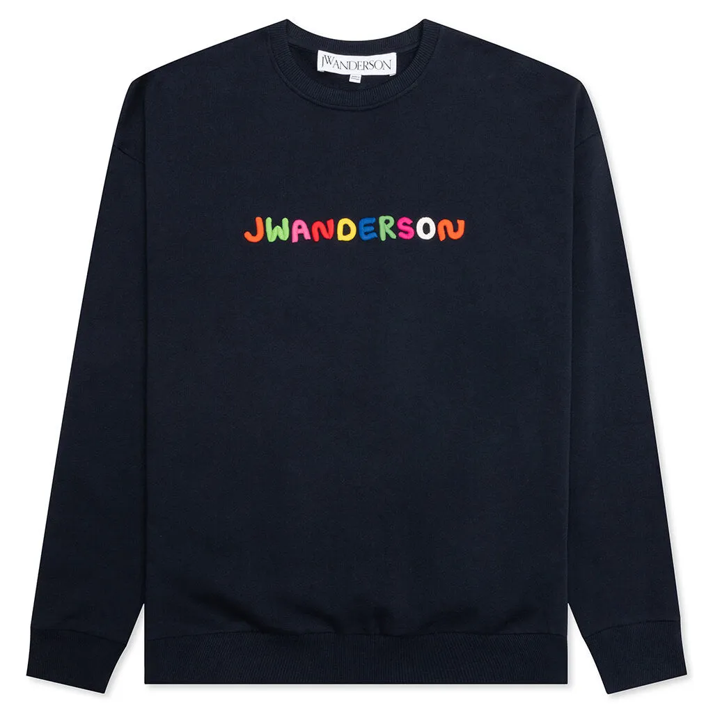 Logo Embroidery Sweatshirt - Navy