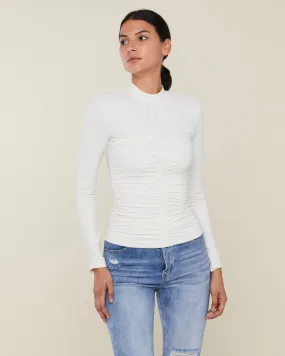 Long Sleeve Ruched Mock Neck