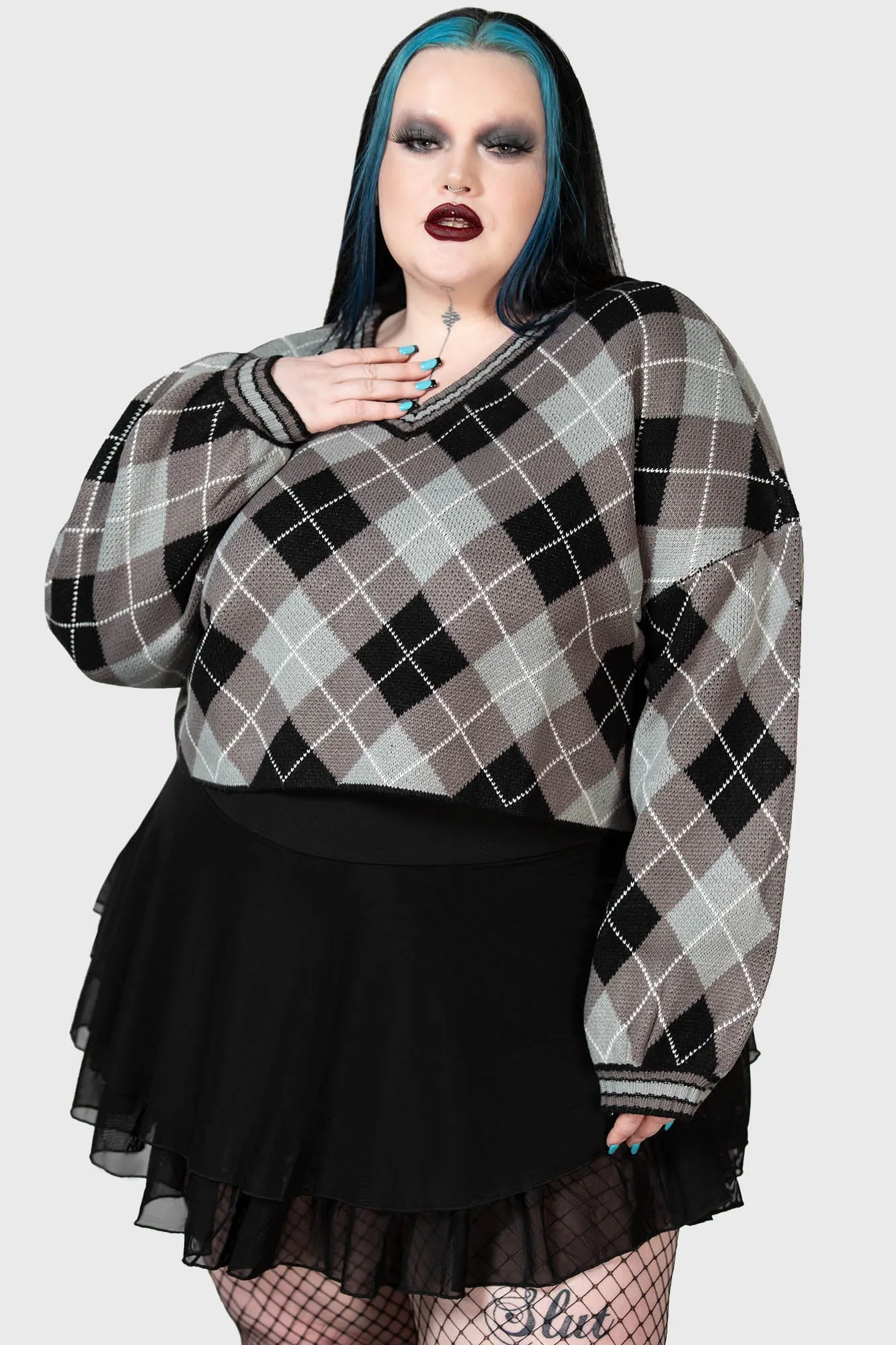 Nasiv Argyle Knit Top [PLUS]