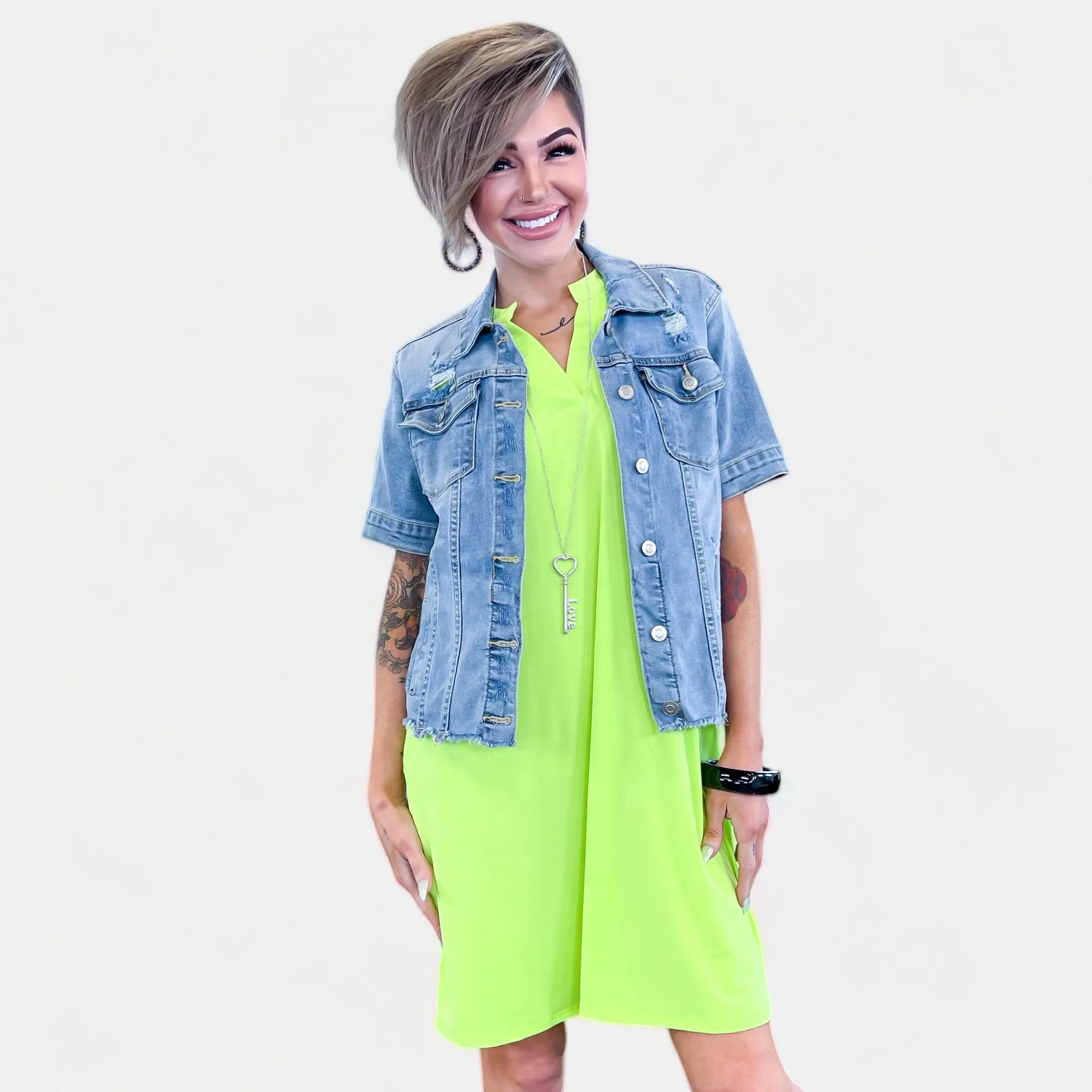 Neon Green Lizzy Tank Dress [NO RETURNS]