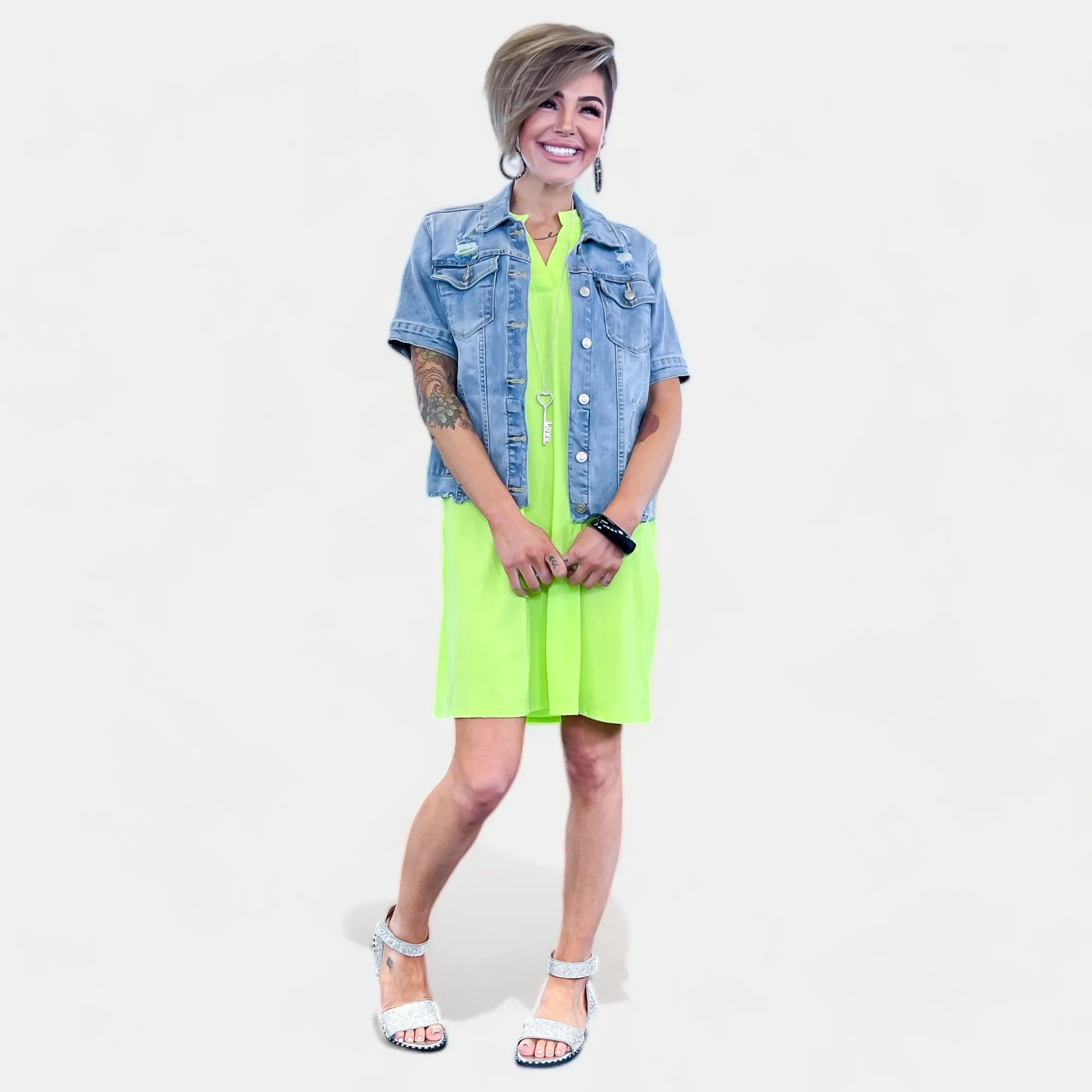 Neon Green Lizzy Tank Dress [NO RETURNS]