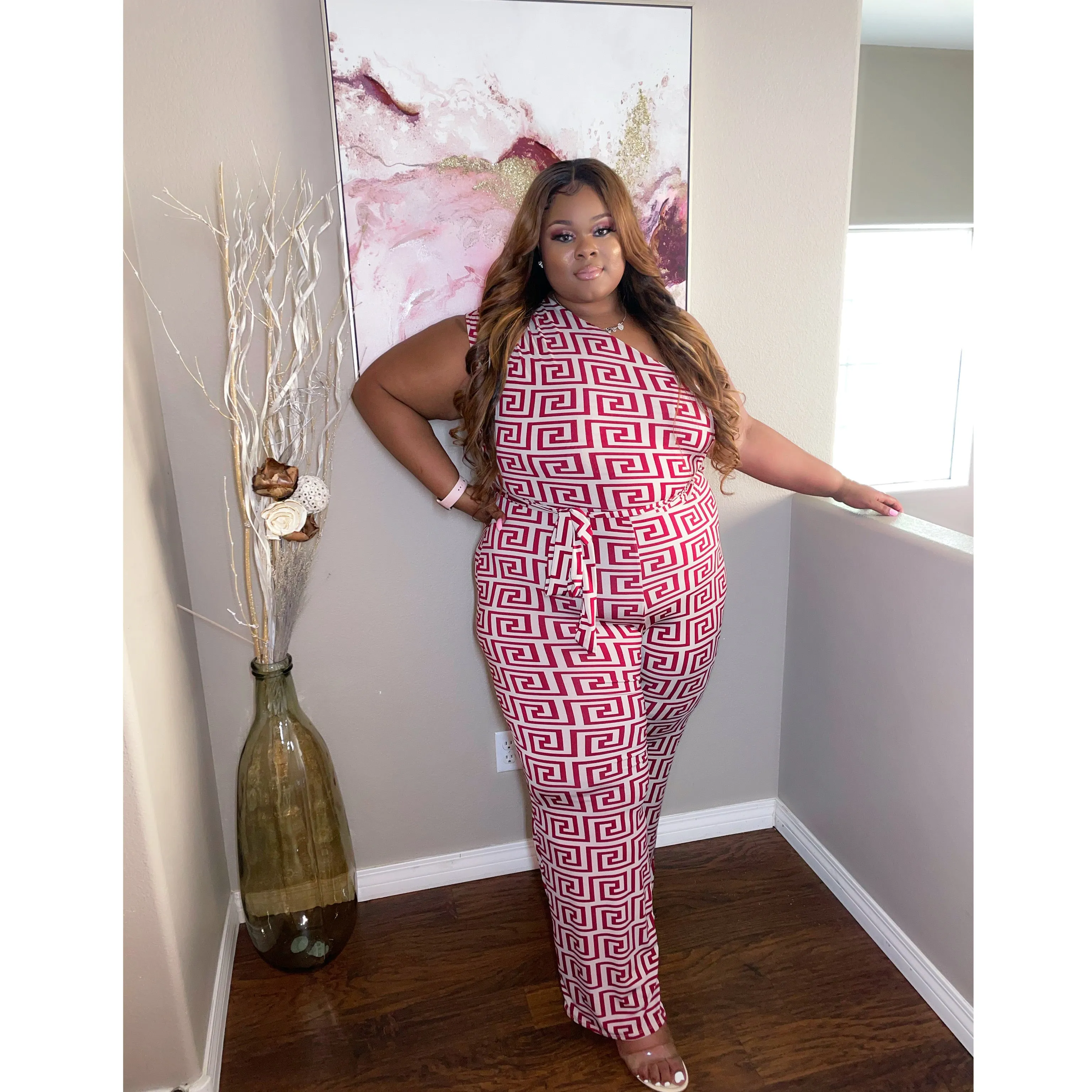 One shoulder   Size Burgundy Jumpsuit