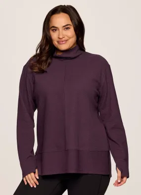 Plus Studio Jacquard Mock Neck Pullover