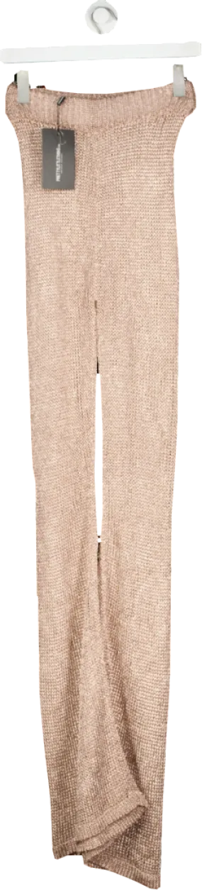 PrettyLittleThing Metallic Rose Gold Knit Beach Flares UK S